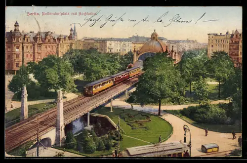 AK Berlin-Schöneberg, Nollendorfplatz mit Hochbahn
