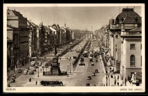 AK Berlin, Unter den Linden, Brandenburger Tor