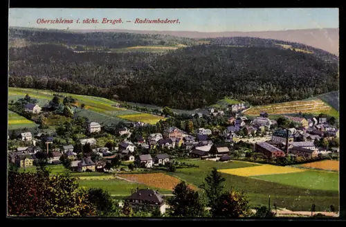AK Oberschlema i. sächs. Erzgeb., Radiumbadeort aus der Vogelschau