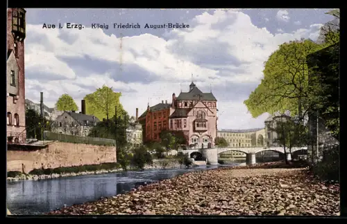 AK Aue i. Erzg., König Friedrich August-Brücke
