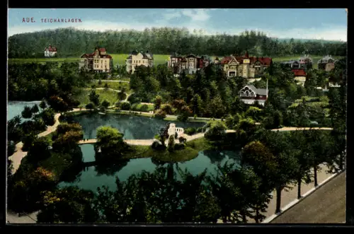 AK Aue, Teichanlagen aus der Vogelschau