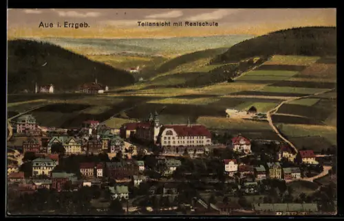AK Aue i. Erzgeb., Teilansicht mit Realschule