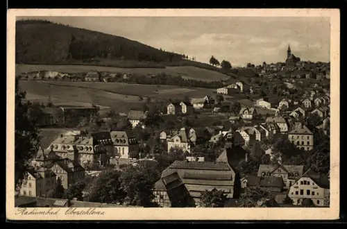 AK Oberschlema, Gesamtansicht mit Schneeberg