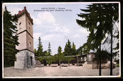 AK Neustädtel i. Erzgeb., Köhlerturm auf dem Gleesberg