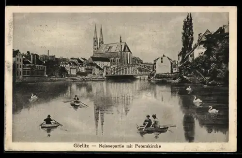 AK Görlitz, Neissepartie mit Peterskirche