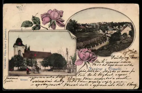 AK Cimelice, Kostel, Panorama