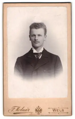 Fotografie F. Molnár, Wels, Westbahnstrasse 10, Porträt eines eleganten jungen Herrn