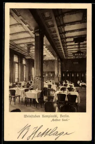 AK Berlin, Gasthaus Weinstuben Kempinski, Gelber Saal