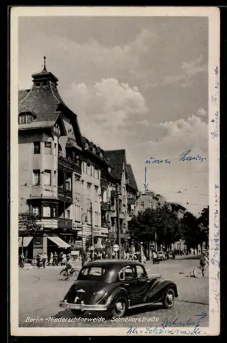 AK Berlin-Niederschöneweide, Schnellerstrasse, Geschäfte, Eckhaus