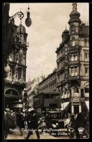 AK Berlin, Friedrichstrasse an der Passage Unter den Linden