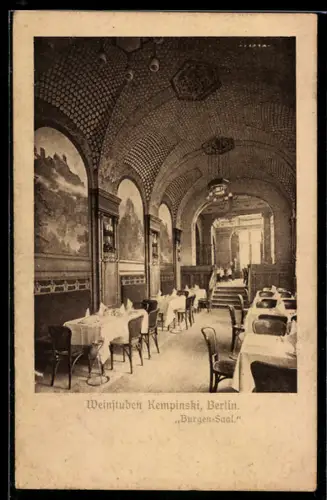 AK Berlin, Gasthaus Weinstuben Kempinski, Burgen-Saal