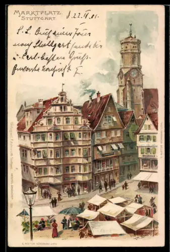Lithographie Stuttgart, Marktplatz