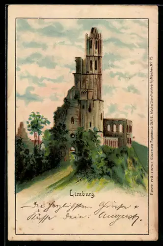 Lithographie Limburg, Burgruine