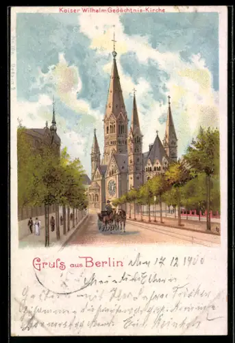 Lithographie Berlin-Charlottenburg, Die Kaiser-Wilhelm Gedächtniskirche