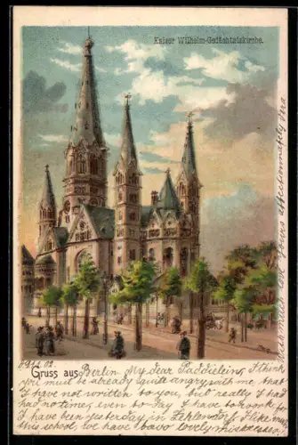 Lithographie Berlin-Charlottenburg, Kaiser-Wilhelm-Gedächtniskirche