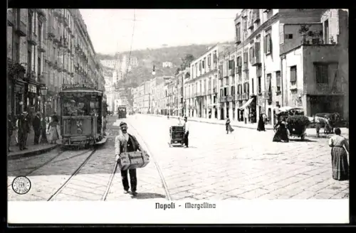 AK Napoli, Mergellina, Strassenbahn