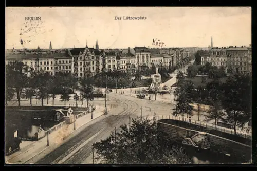 AK Berlin-Tiergarten, Strassenkreuzung mit Strassenbahn am Lützowplatz