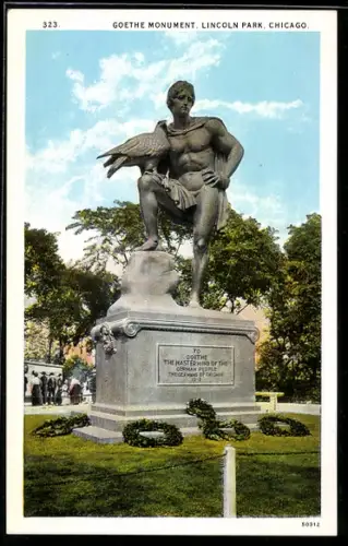 AK Chicago, IL, Goethe Monument, Lincoln Park
