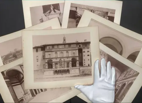 16 Fotografien Alinari, Ansicht Firenze, Chiesa di S. Spirito, una veduta dell` interno, Il Portico degli Uffizi