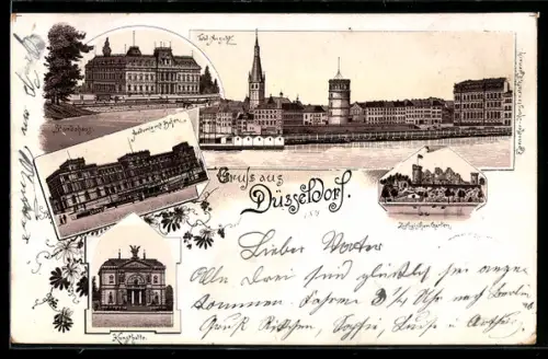 Lithographie Düsseldorf, Ständehaus, Kunsthalle, Zoologischer Garten