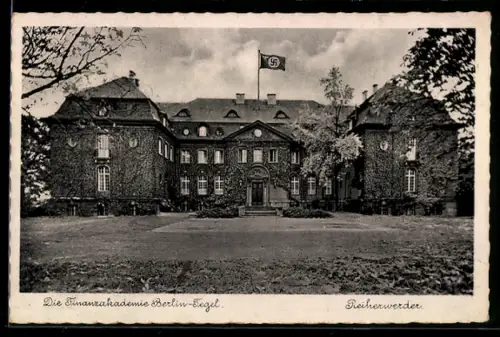 AK Berlin-Tegel, Reiherwerder, Finanzakademie, flagge