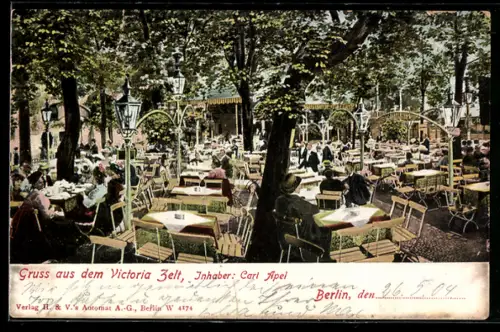 AK Berlin-Tiergarten, Gaststätte Victoria Zelt, Inhaber Carl Apel, Biergarten