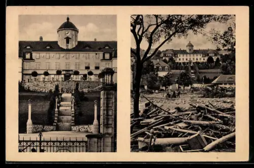 AK Bad Gottleuba, Eingang zur Heilstätte vor und nach dem Unwetter am 8. /9. Juli 1927