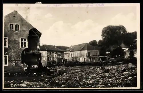 AK Gottleuba, Unwetterkatastrophe am 8. Juli 1927, zerstörte Gebäude im Gottleubatal
