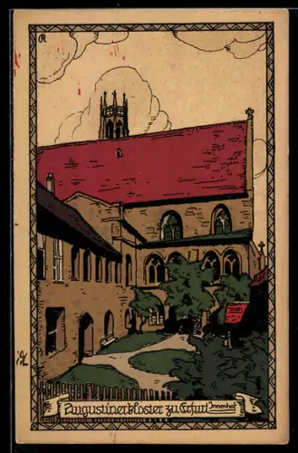 Steindruck-AK Erfurt, Augustinerkloster, Innenhof