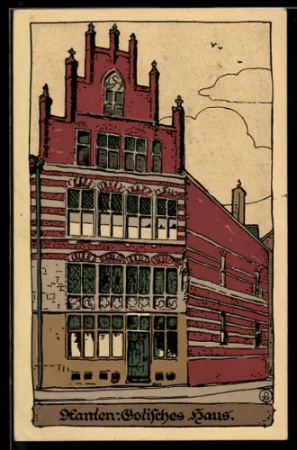 Steindruck-AK Xanten, Gotisches Haus