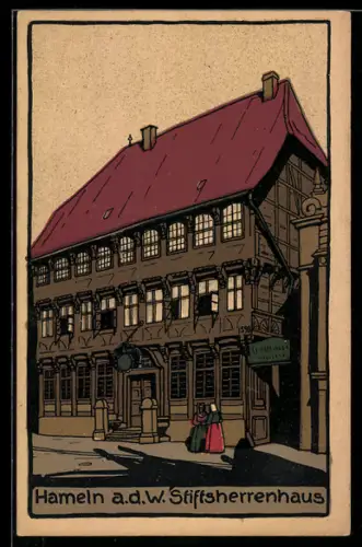 Steindruck-AK Hameln a.d.W., Stiftsherrenhaus