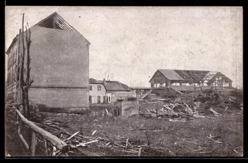 AK Chemnitz, Sturm-Katastrophe am 27. Mai 1916, Zerstörte Gebäude und Trümmer