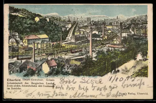 AK Elberfeld, Industriepanorama mit Schwebebahn