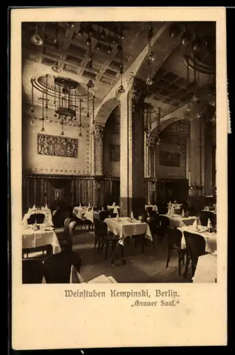 AK Berlin, Gasthof Weinstuben Kempinski, Grauer Saal