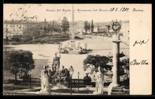 AK Roma, Piazza del Popolo vista dal Pincio
