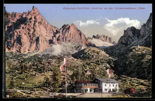 AK Falzarego-Pass /Tirol, Falzarego-Pass-Hotel an der Dolomitenstrasse