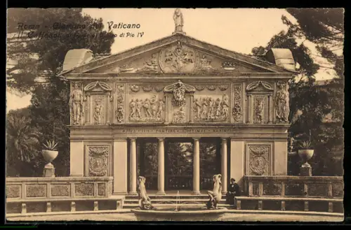 AK Città del Vaticano, Giardino del Vaticano, Il Caffeaos al fronte al Casino di Pio IV