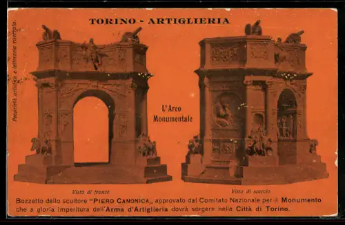 AK Torino, L`Arco Monumentale dell`Artiglieria di Piero Canonica