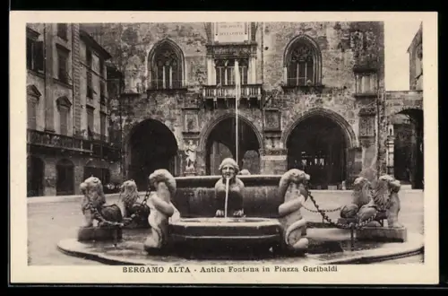 AK Bergamo, Antica Fontana in Piazza Garibaldi