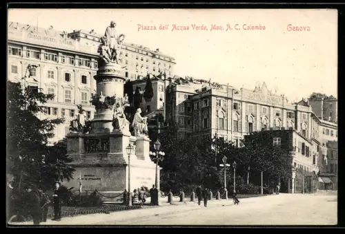 AK Genova, Piazza dell`Acqua Verde, Mon. A. C. Colombo