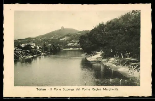 AK Torino, Il Po e Superga dal Ponte Regina Margherita