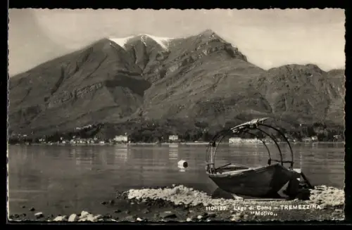 AK Tremezzina /Lago di Como, Il Monte e il Motivo con barca tradizionale sul lago