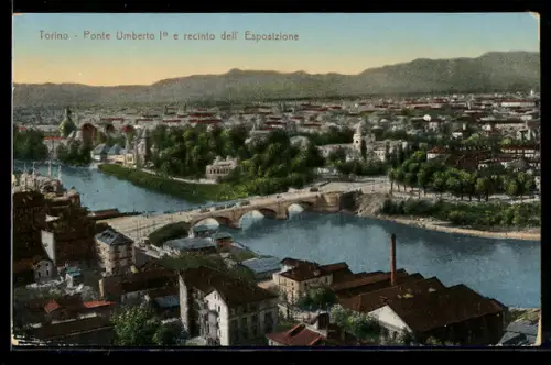 AK Torino, Ponte Umberto I° e recinto dell`Esposizione
