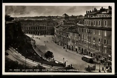 AK Roma, La Via del Mare, Rupe Tarpea e Teatro Marcello con tram
