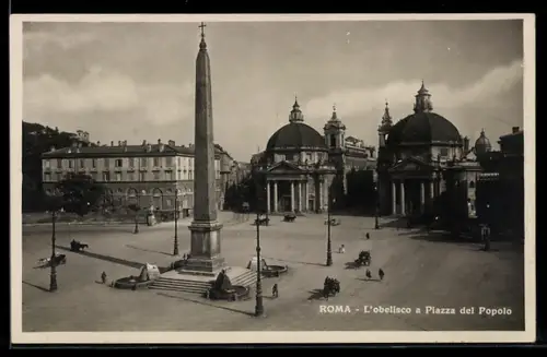 AK Roma, L`obelisco a Piazza del Popolo