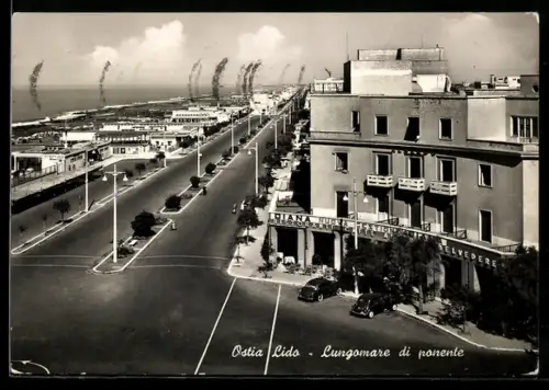 AK Ostia Lido, Lungomare di ponente mit Autos und Gebäuden
