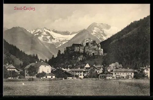 AK Sand-Taufers, Veduta del castello con montagne sullo sfondo