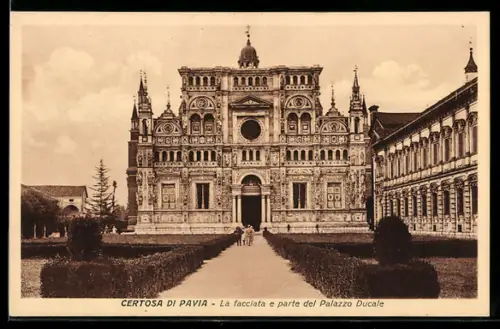 AK Certosa di Pavia, La facciata e parte del Palazzo Ducale