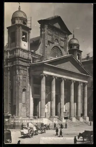 Foto-AK Genova, S.S. Annunziata del Vastato, vista della facciata con colonne e passanti