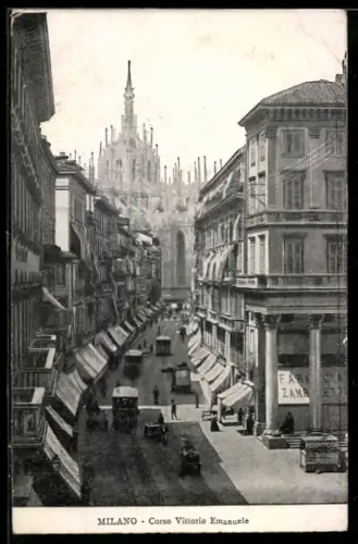 AK Milano, Corso Vittorio Emanuele con vista del Duomo